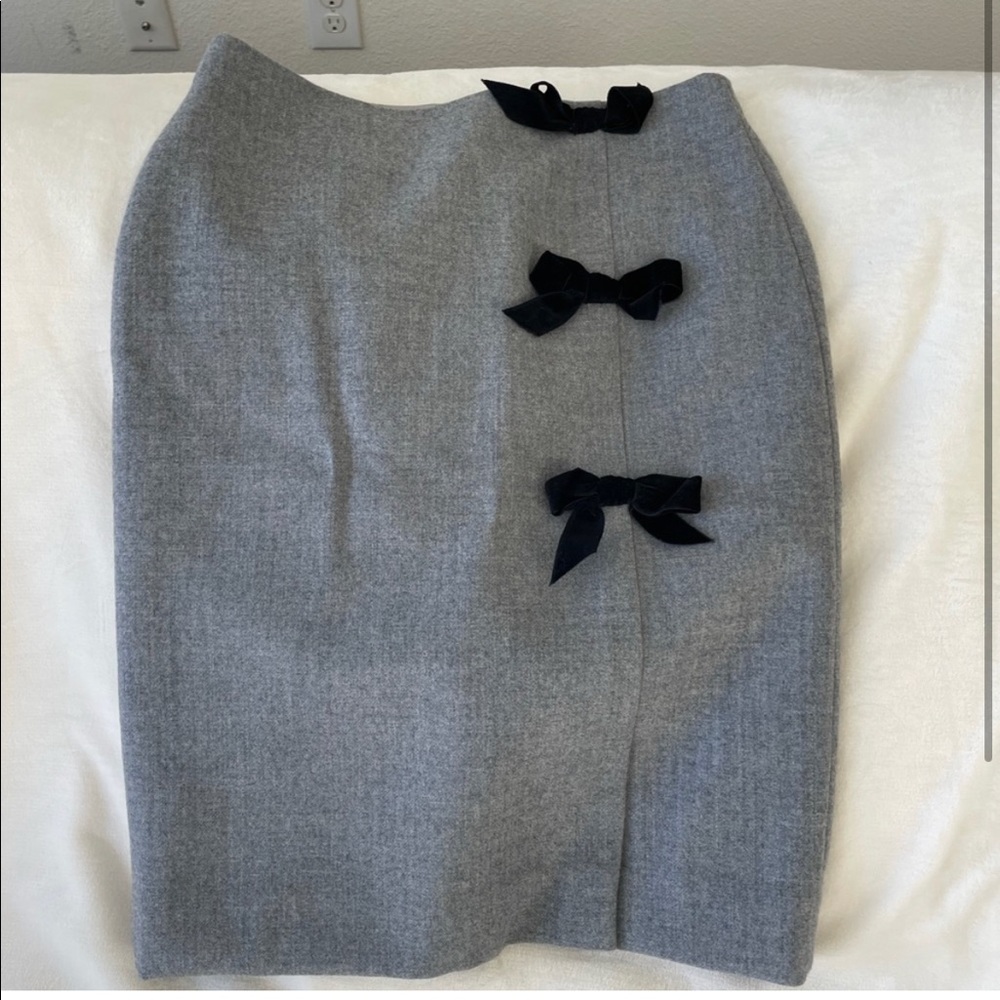 Jcrew Grey wool pencil skirt with bow detail